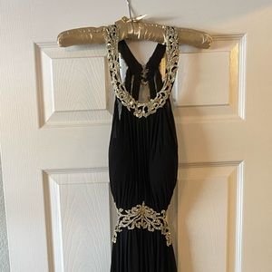 Black and gold detail formal dress